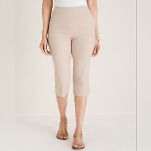 Chico's So slimming brigitte tan tab cuff capri
